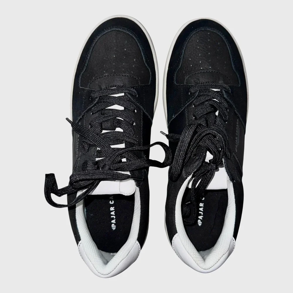 PAJAR CANADA Women's Black and White Leather Lace-Up Sneaker 10/EU42 Lightweight